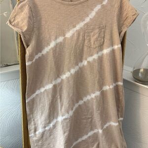 Tan and White Tie-Dye T-Shirt Dress